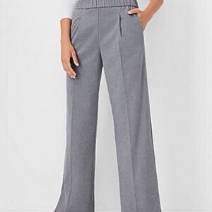 Ann Taylor The Pull On Wide Leg Pant, Herringbone Grey, size XS NWT